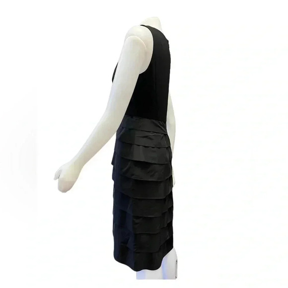 Adrianna Papell Black Sleeveless Formal Cocktail Tiered Midi Dress Size 10 - Picture 2 of 10